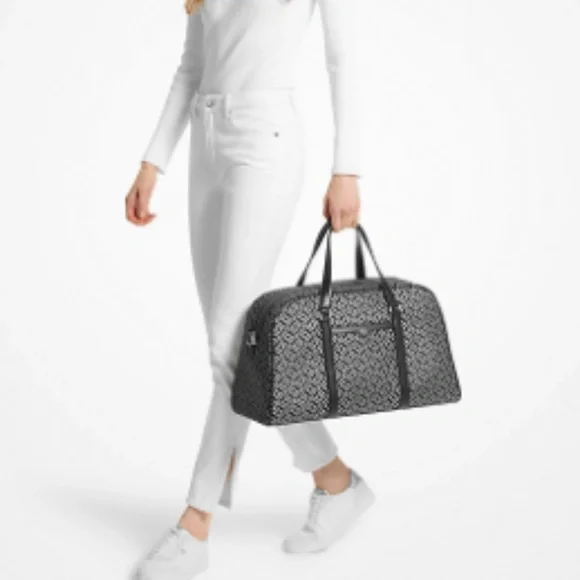 Jet Set Travel Extra-Large Metallic Logo Jacquard Weekender Bag - Picture 3 of 8